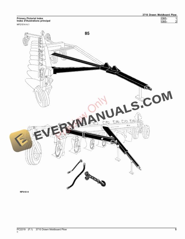John Deere 3710 Drawn Moldboard Plow Parts Catalog PC2219 06AUG23-5