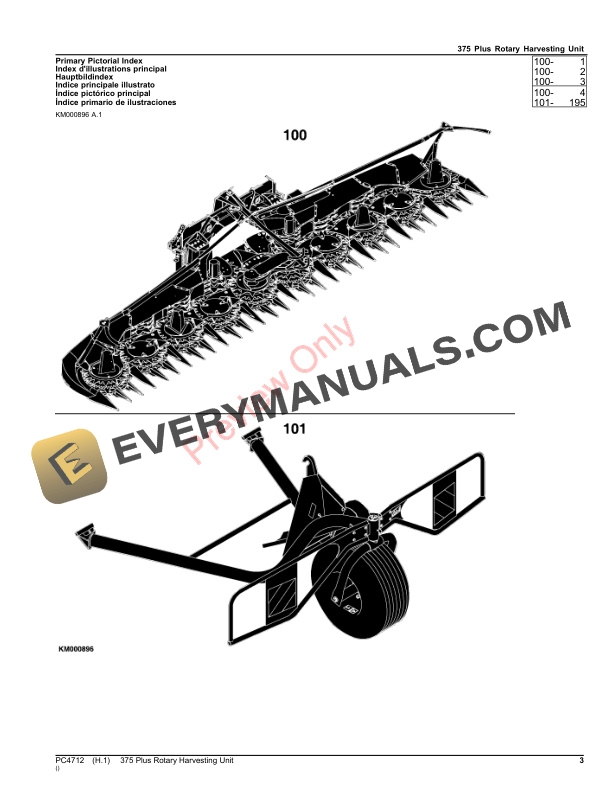 John Deere 375 Plus Rotary Harvesting Unit Parts Catalog PC4712 16NOV23-3