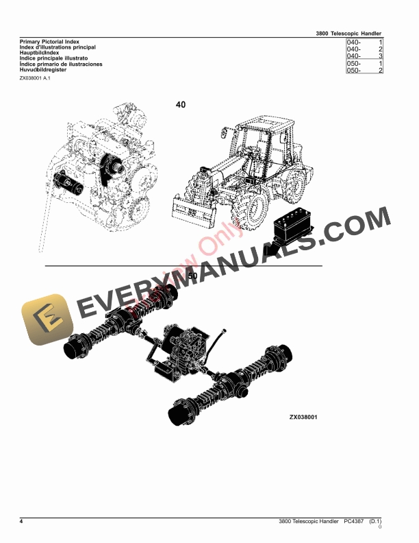 John Deere 3800 TELESCOPIC HANDLERS Parts Catalog PC4387 18NOV22-4