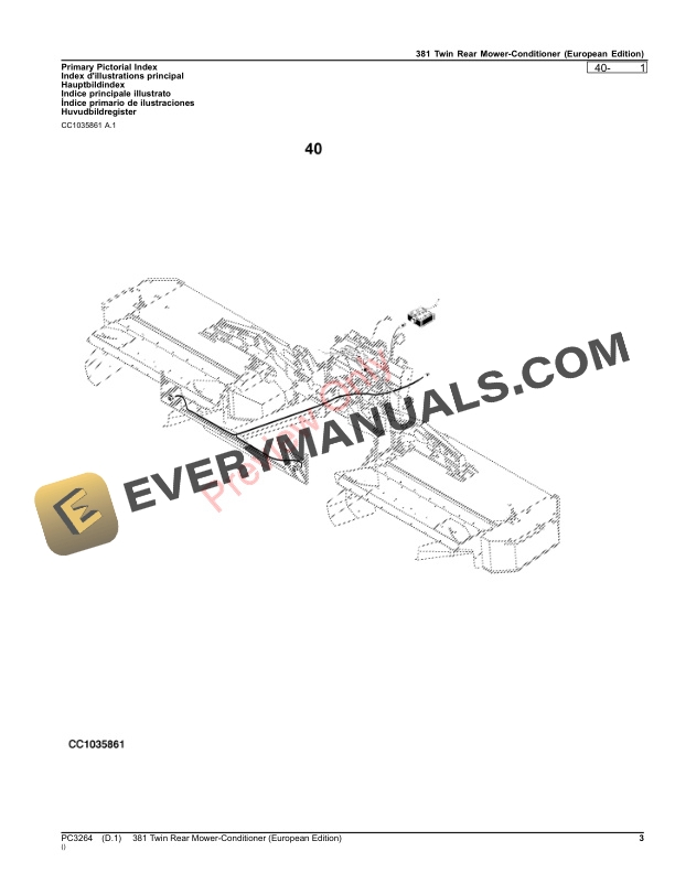 John Deere 381 Twin Rear Mower Conditioner Parts Catalog PC3264 15JUN23-3