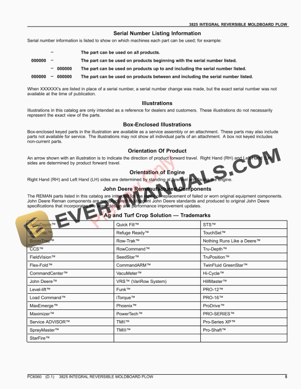 John Deere 3825 INTEGRAL REVERSIBLE MOLDBOARD PLOW Parts Catalog PC6060 17MAR21-5