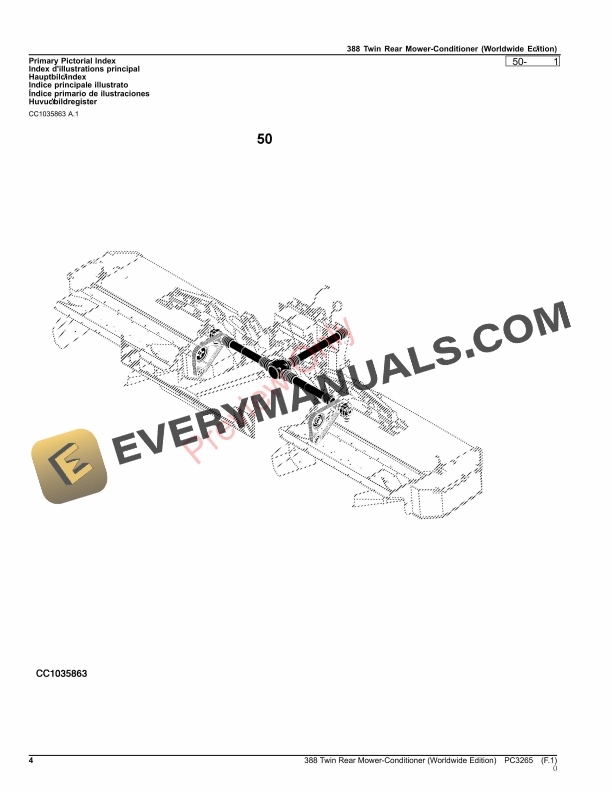 John Deere 388 Twin Rear Mower Conditioner Parts Catalog PC3265 18JUN23-4