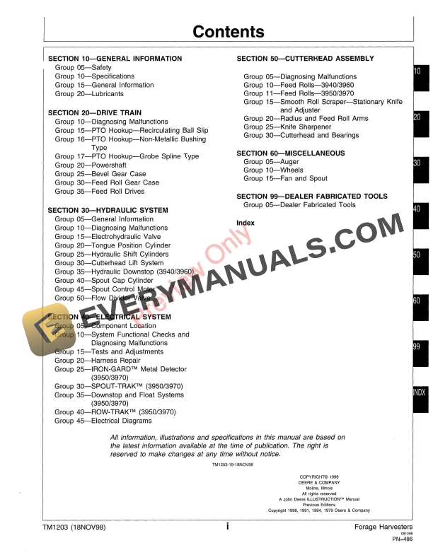 John Deere 3940 3950 3960 3970 Forage Harvesters Technical Manual TM1203 18NOV98 5