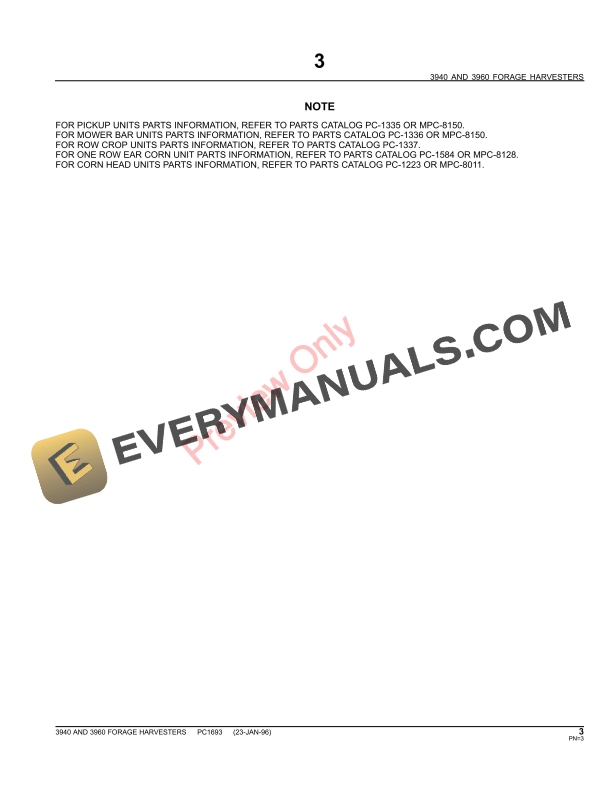 John Deere 3940, 3960 Forage Harvesters Parts Catalog PC1693 11MAY11-5