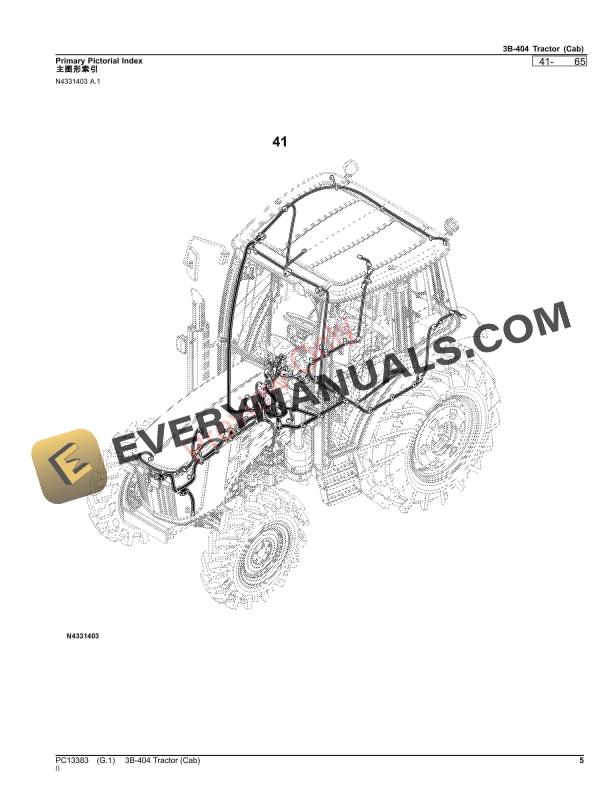 John Deere 3B-404 Tractor (Cab) Parts Catalog PC13383 19JUL21-5