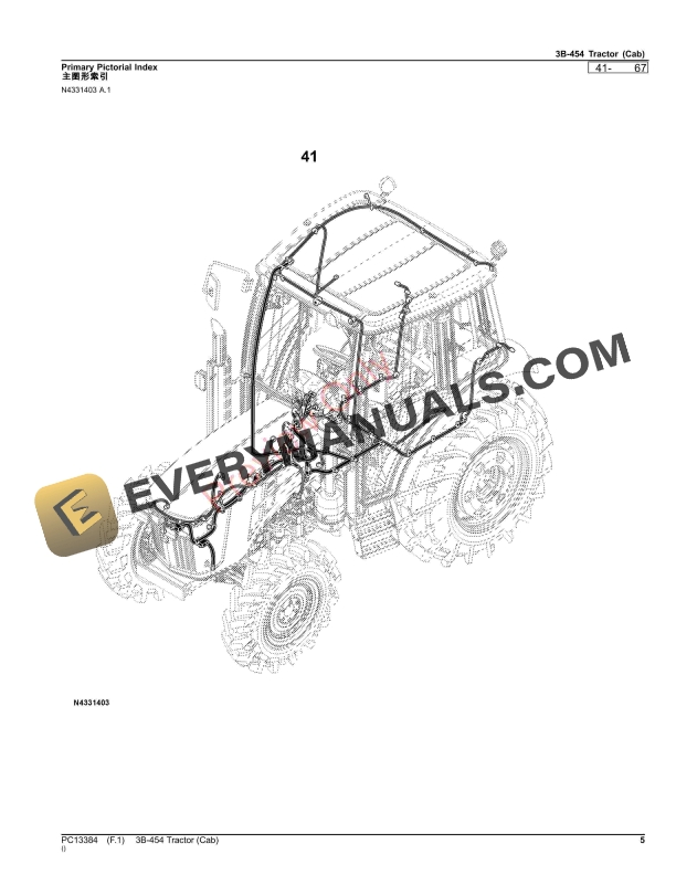 John Deere 3B-454 Tractor (Cab) Parts Catalog PC13384 19JUL21-5