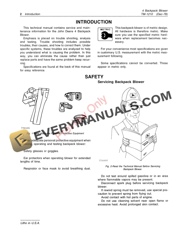 John Deere 4 POWER BLOWER Technical Manual TM1210 01DEC78 4