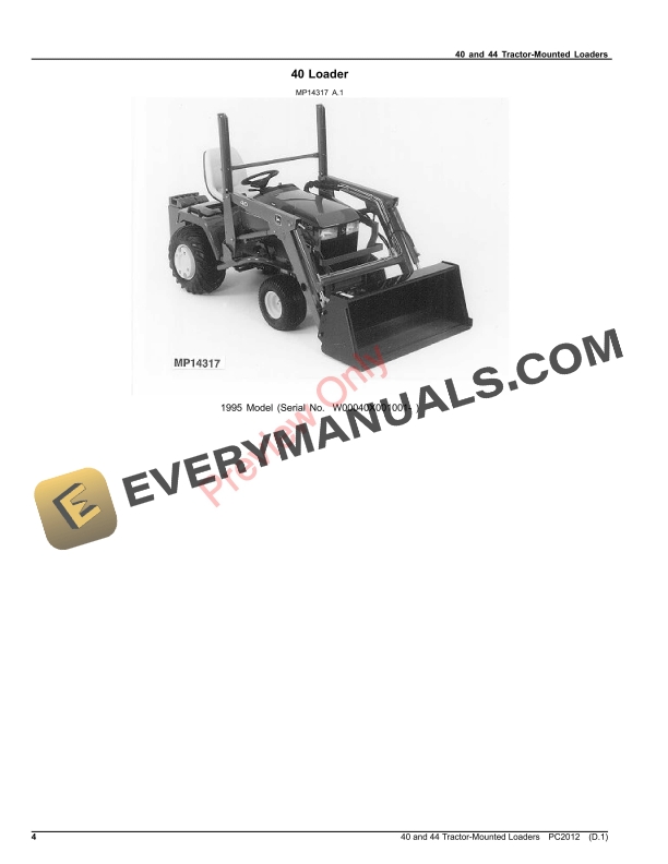 John Deere 40 AND 44 LOADERS Parts Catalog PC2012 17AUG23-4