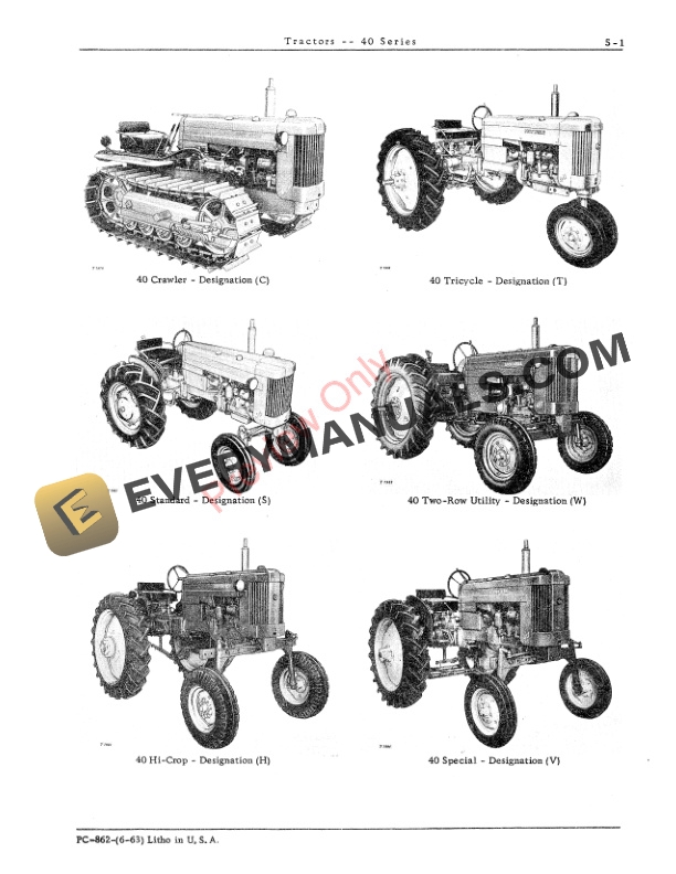 John Deere 40 Series Tractors Parts Catalog PC862 01JUN63-3