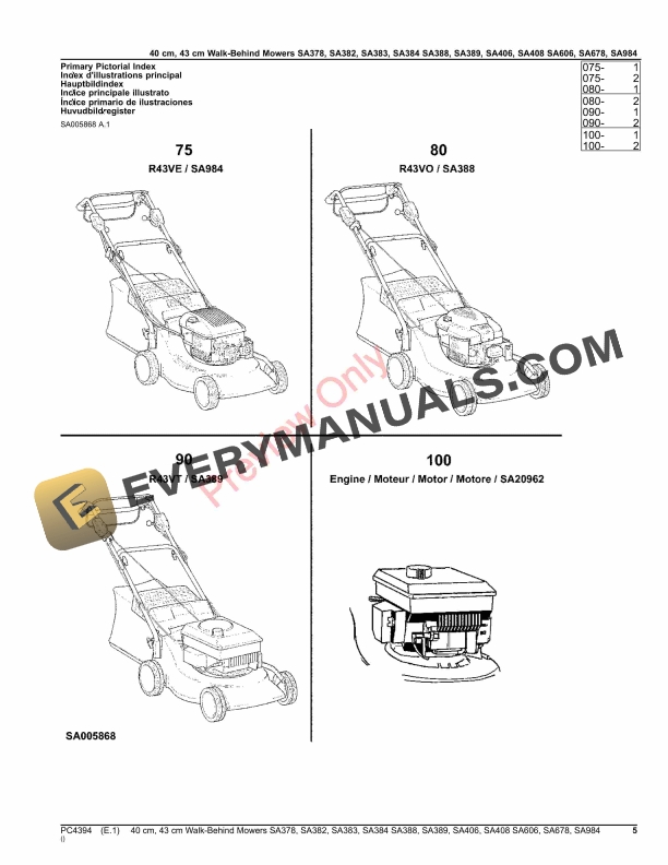 John Deere 40 cm, 43 cm Walk Behind Mowers24 Parts Catalog PC4394 14OCT20-5