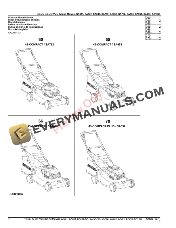 John Deere 40 cm, 43 cm Walk-Behind Mowers4 Parts Catalog PC4522 14OCT20-4
