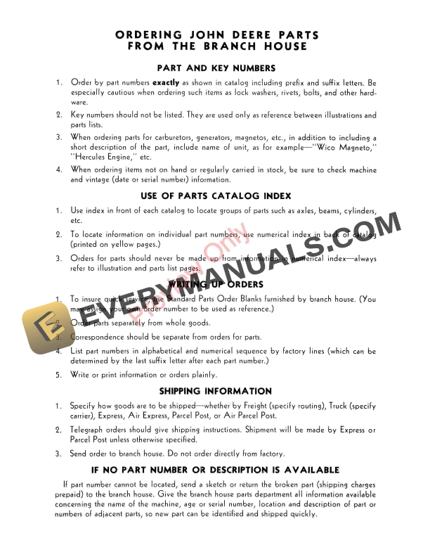 John Deere 400 Series Four-Row Cultivators Parts Catalog PC122 01DEC56 6 John Deere 400 Series Four-Row Cultivators Parts Catalog PC122 01DEC56-4