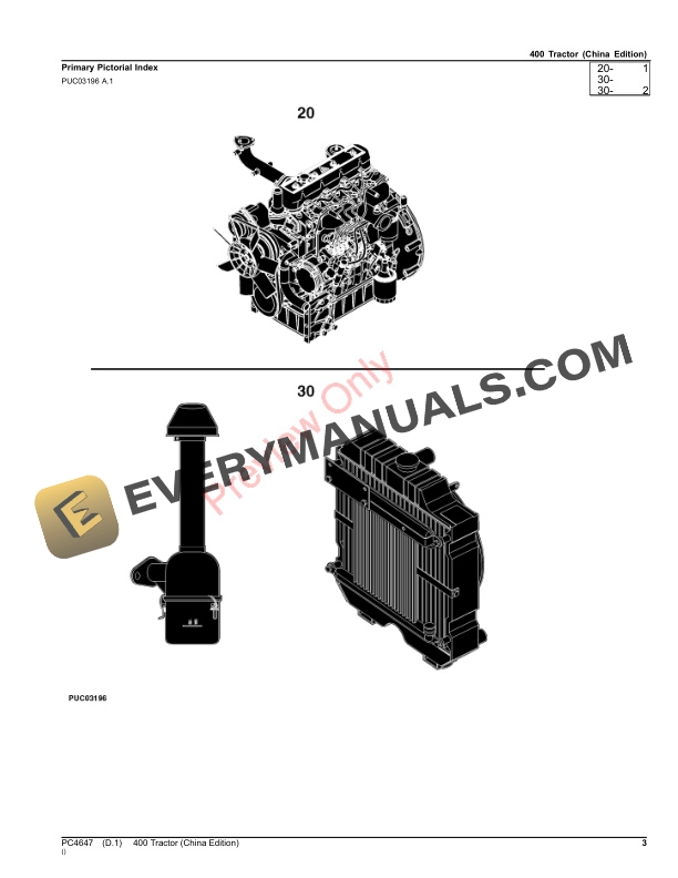 John Deere 400 Tractor Parts Catalog PC4647 22AUG22-3