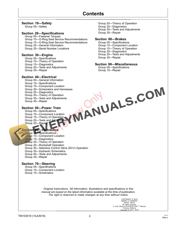 John Deere 4005 Compact Utility Tractors Technical Manual TM103019 10JUN19 3