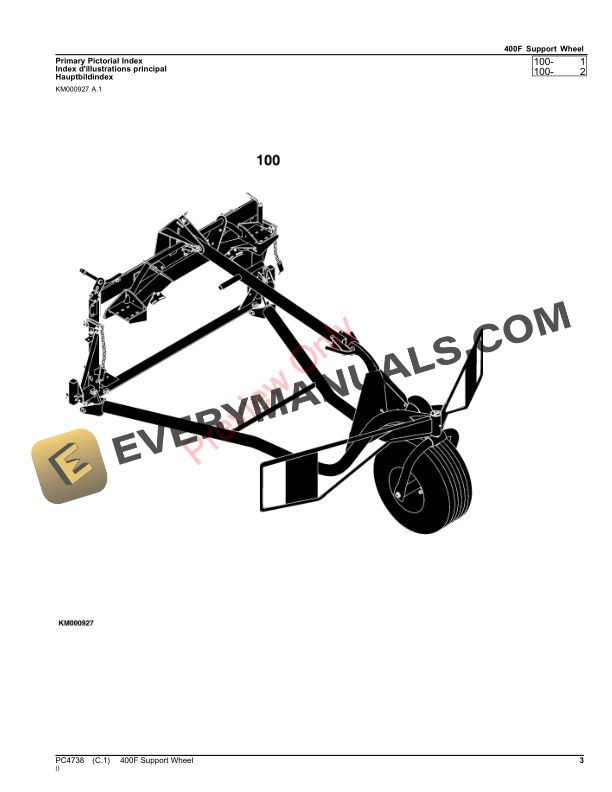 John Deere 400F Support Wheel Parts Catalog PC4738 18JUL23-3
