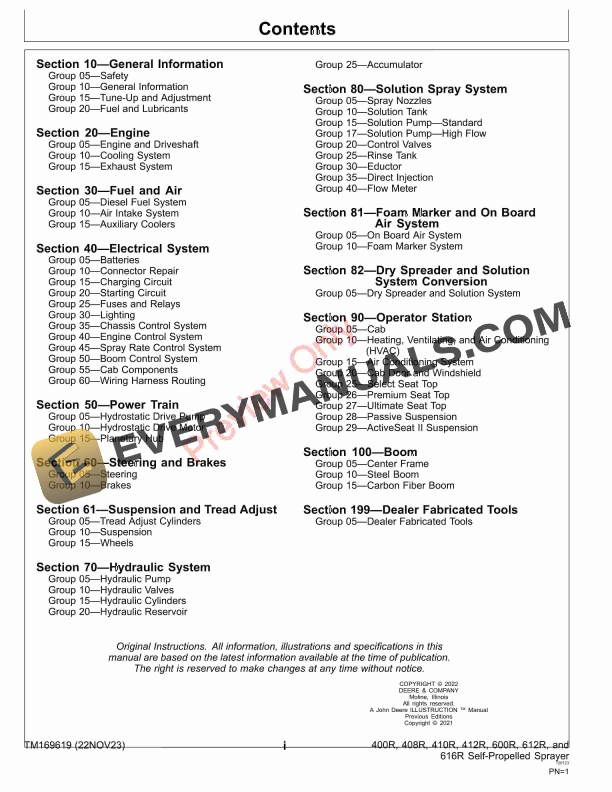 John Deere 400R 408R 410R 412R 600R 612R and 616R Self Repair Technical Manual TM169619 01JUN22 5