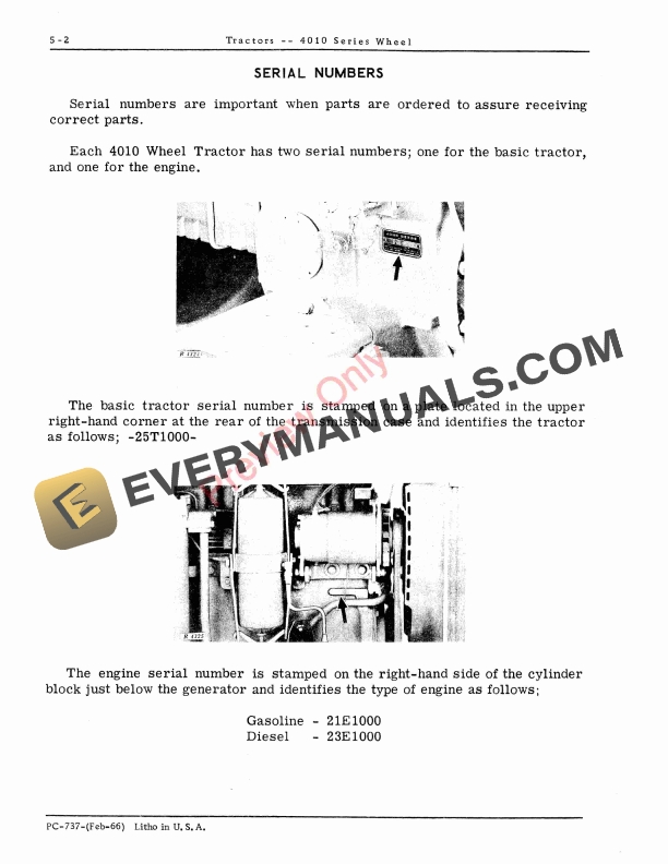 John Deere 4010 Series Wheel Tractors Parts Catalog PC737 01FEB66-4