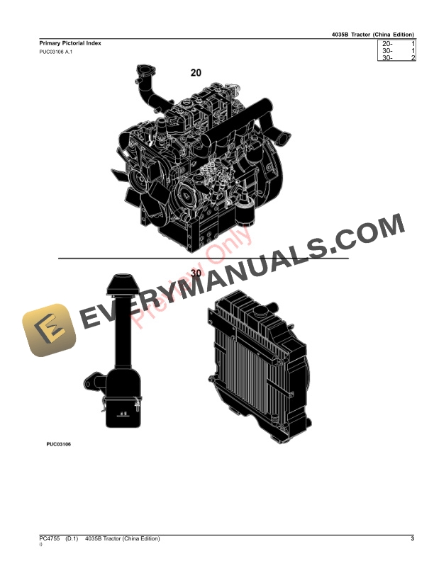 John Deere 4035B Tractor Parts Catalog PC4755 22AUG22 4 John Deere 4035B Tractor Parts Catalog PC4755 22AUG22-3