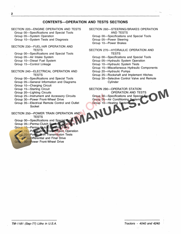 John Deere 4040 and 4240 ROW CROP TRACTOR Technical Manual TM1181 01NOV88 4