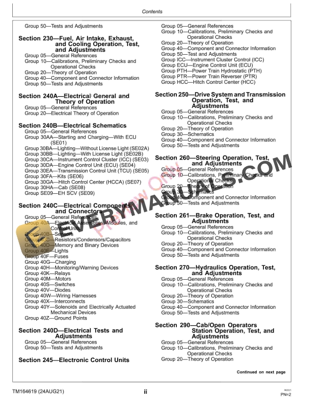 John Deere 4044 4066MR Compact Tractor and Manual Technical Manual TM164619 24AUG21 4