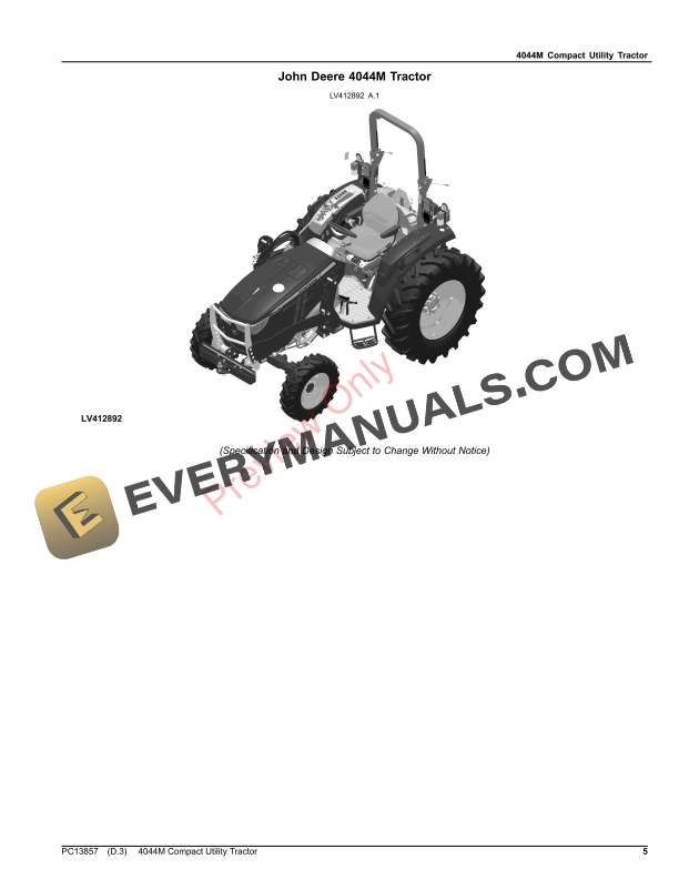 John Deere 4044M Compact Utility Tractor Parts Catalog PC13857 11AUG22-5