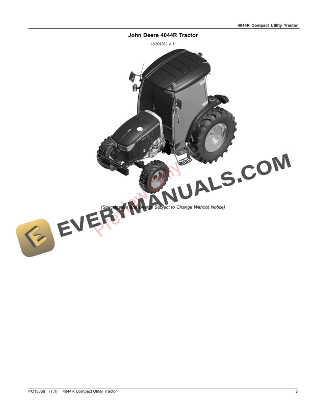 John Deere 4044R Compact Utility Tractor Parts Catalog PC13858 12NOV23-5