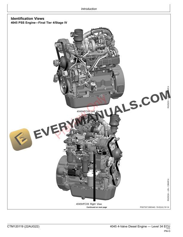 John Deere 4045 4 Valve Diesel Engine — Level 34 ECU Component Technical Manual CTM120119 10MAR23 3