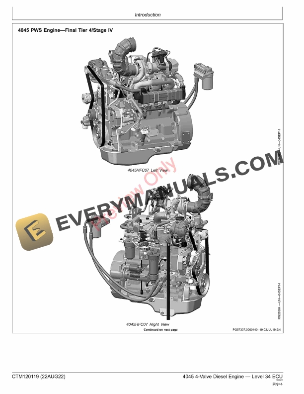 John Deere 4045 4 Valve Diesel Engine — Level 34 ECU Component Technical Manual CTM120119 10MAR23 4