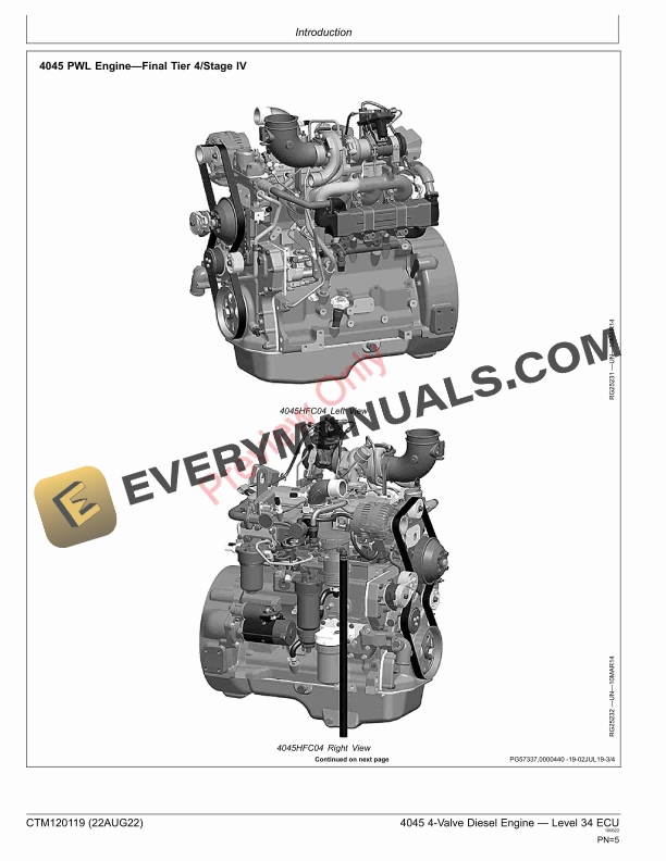 John Deere 4045 4 Valve Diesel Engine — Level 34 ECU Component Technical Manual CTM120119 10MAR23 5