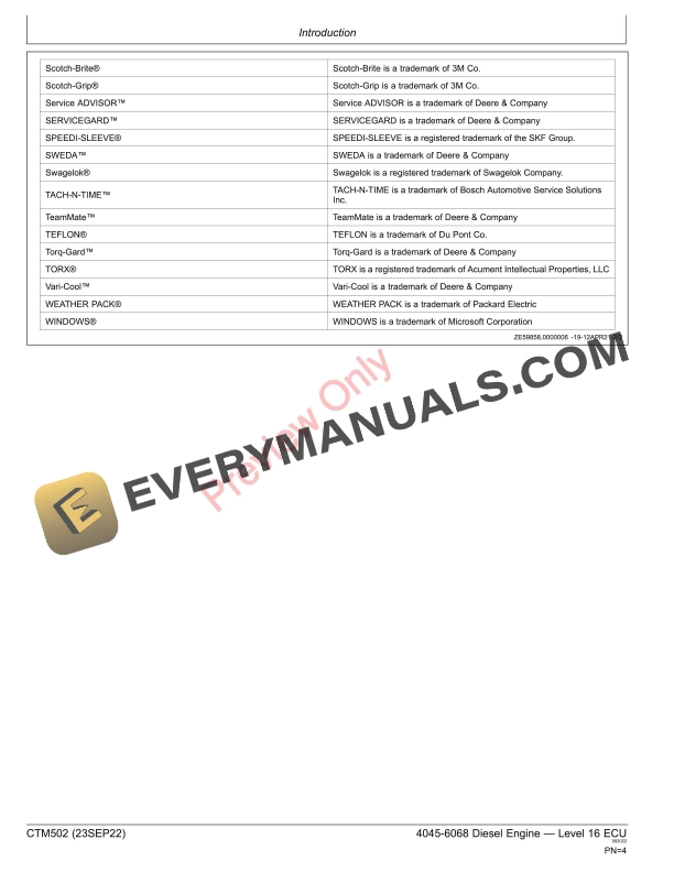 John Deere 4045 6068 Diesel Engine Level 16 ECU Component Technical Manual CTM502 23OCT23 4
