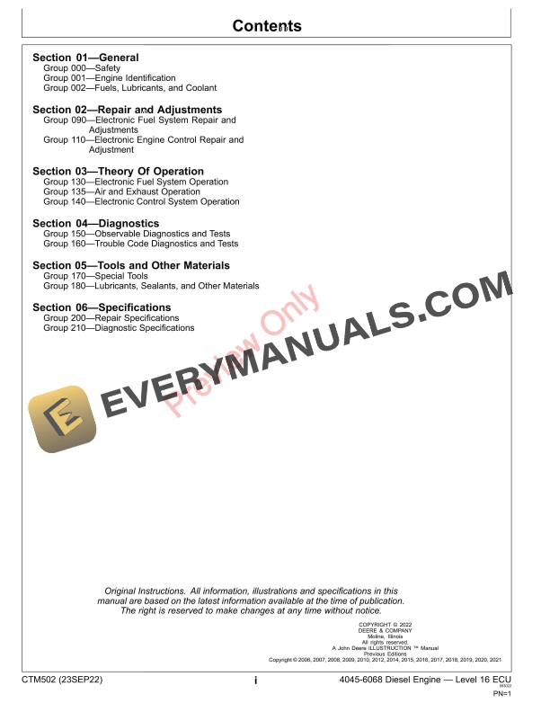 John Deere 4045 6068 Diesel Engine Level 16 ECU Component Technical Manual CTM502 23OCT23 5