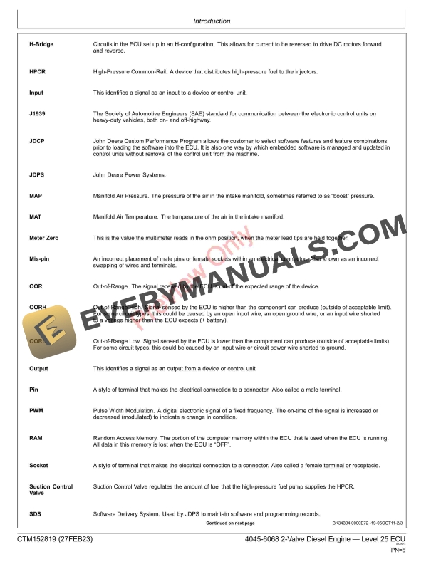 John Deere 4045 and 6068 PowerTech E HPCR 2 Component Technical Manual CTM152819 27FEB23 5