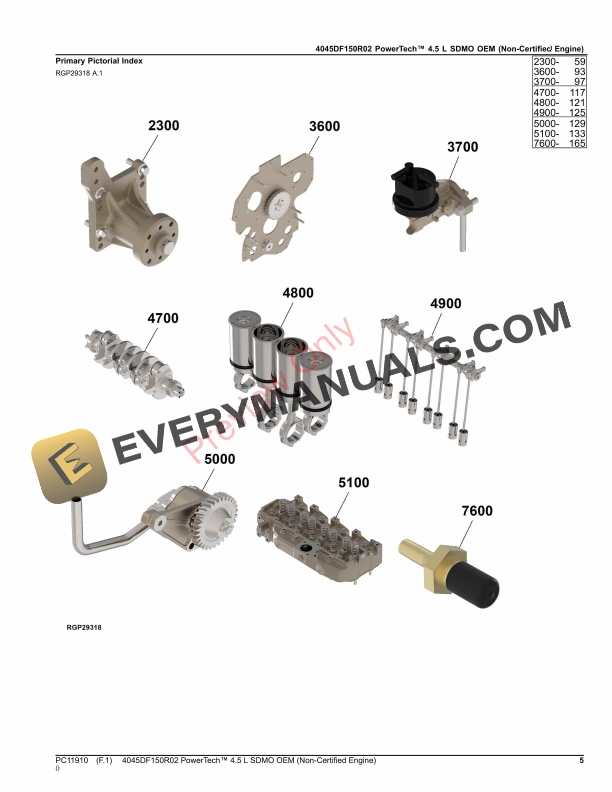 John Deere 4045DF150R02 PowerTech 4.5 L SDMO OEM Non Parts Catalog PC11910 17OCT23 5