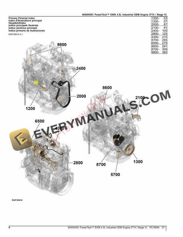 John Deere 4045HI551 PowerTech EWS 4.5L Industrial OEM Engine (FT4 Stage V) Parts Catalog PC16004 30SEP23-4