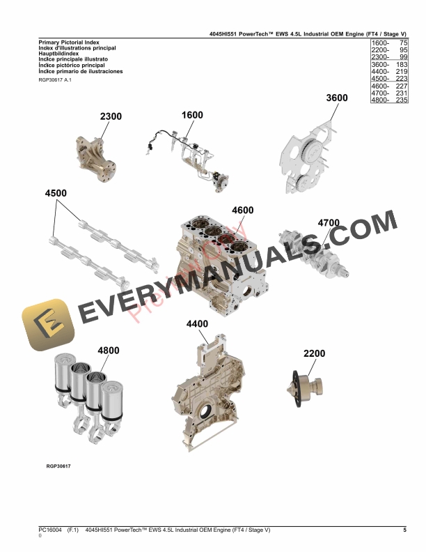 John Deere 4045HI551 PowerTech EWS 4.5L Industrial OEM Engine (FT4 Stage V) Parts Catalog PC16004 30SEP23-5