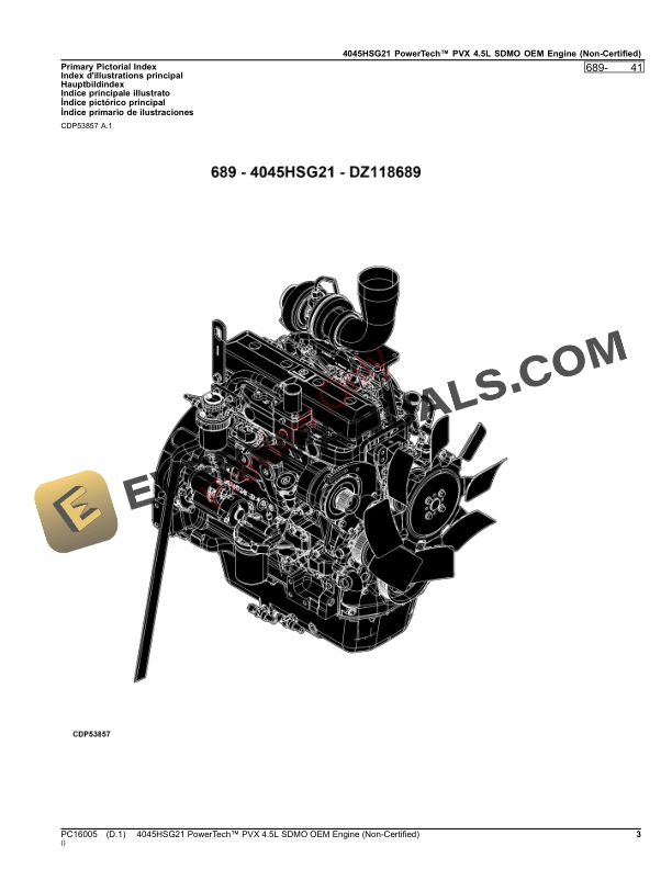 John Deere 4045HSG21 PowerTech PVX 4.5L SDMO OEM Engine (Non Parts Catalog PC16005 24OCT23 4 John Deere 4045HSG21 PowerTech PVX 4.5L SDMO OEM Engine (Non Parts Catalog PC16005 24OCT23-3