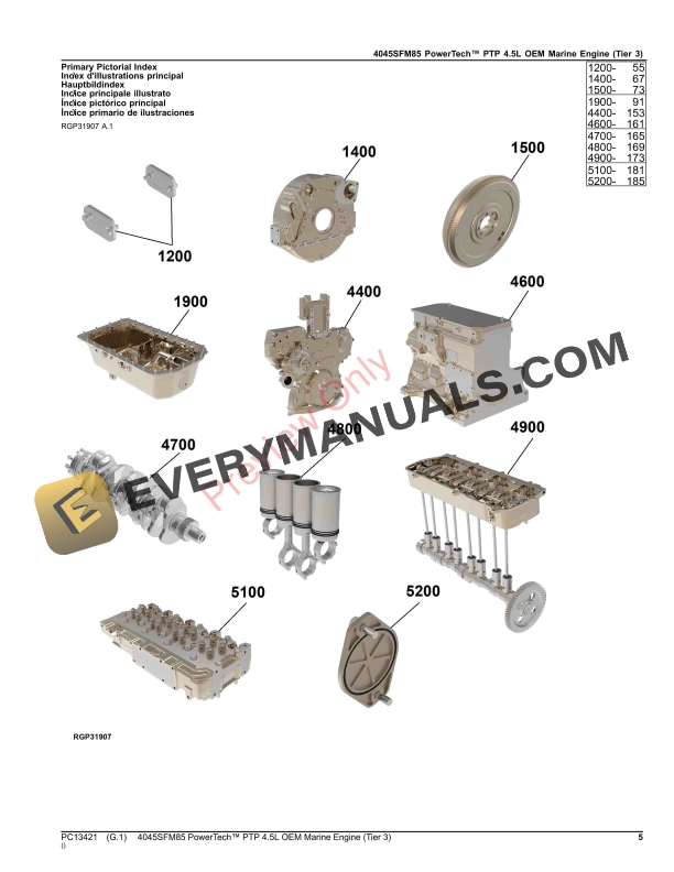 John Deere 4045SFM85 PowerTech PTP 4.5L OEM Marine Engine (Tier 3) Parts Catalog PC13421 17SEP23-5