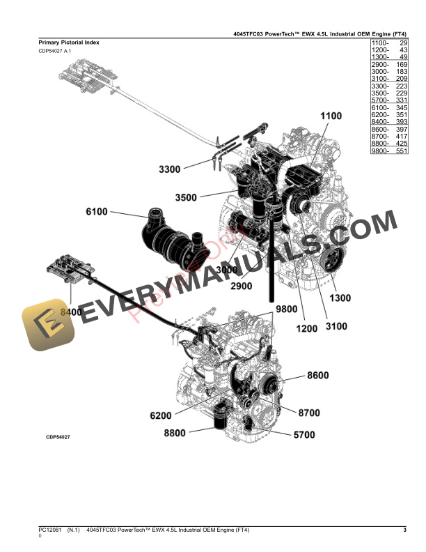 John Deere 4045TFC03 PowerTech EWX 4.5L Industrial OEM Engine (FT4) Parts Catalog PC12081 21SEP23-3