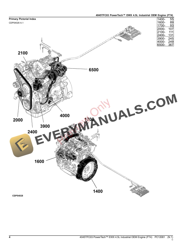 John Deere 4045TFC03 PowerTech EWX 4.5L Industrial OEM Engine (FT4) Parts Catalog PC12081 21SEP23-4
