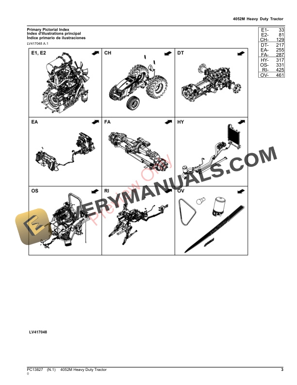 John Deere 4052M Heavy Duty Tractor Parts Catalog PC13827 26NOV23-3