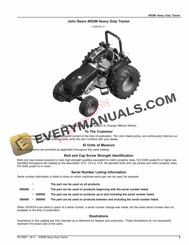 John Deere 4052M Heavy Duty Tractor Parts Catalog PC13827 26NOV23-5