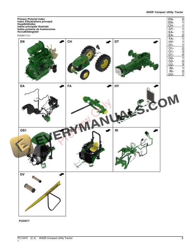 John Deere 4052R Compact Utility Tractor Parts Catalog PC13410 26NOV23-3