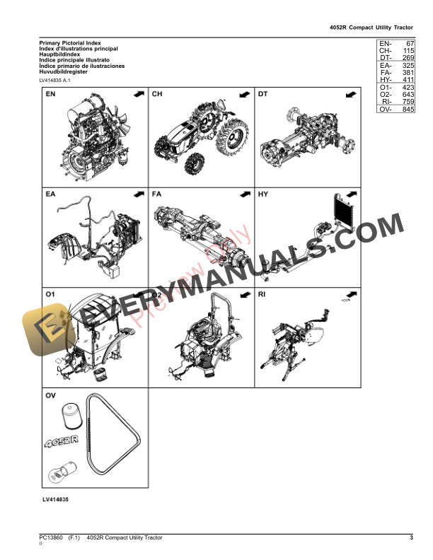 John Deere 4052R Compact Utility Tractor Parts Catalog PC13860 12NOV23-3