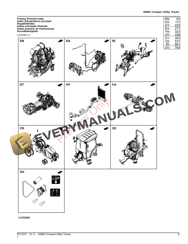 John Deere 4066R Compact Utility Tractor Parts Catalog PC13411 26NOV23-3