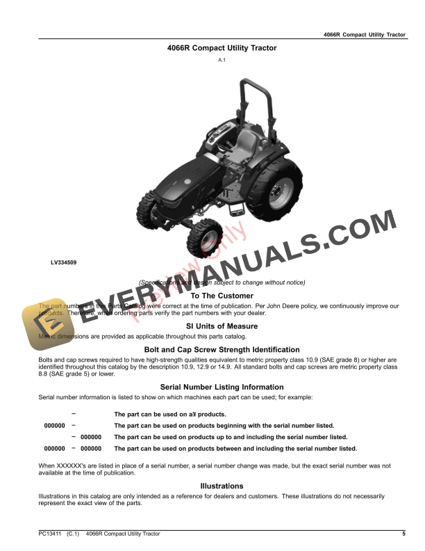 John Deere 4066R Compact Utility Tractor Parts Catalog PC13411 26NOV23-5