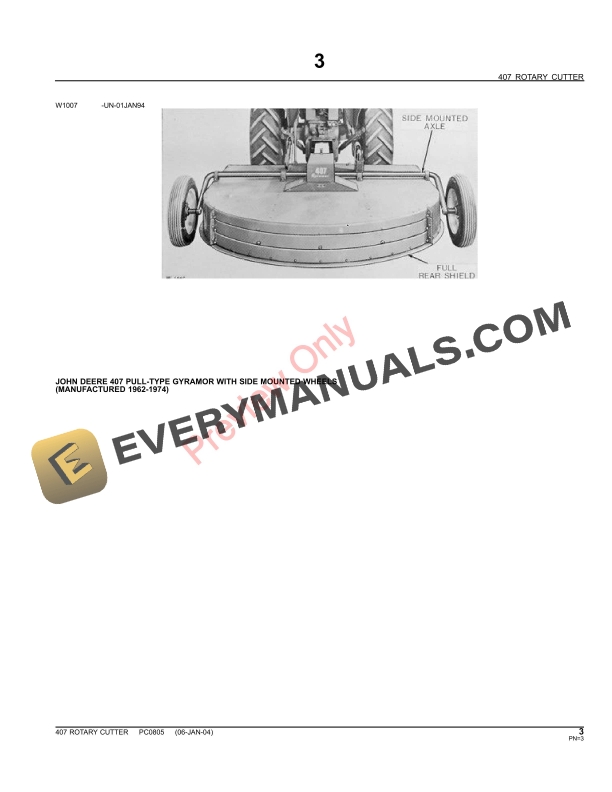 John Deere 407 Rotary Cutter Parts Catalog PC0805 31MAY11 5