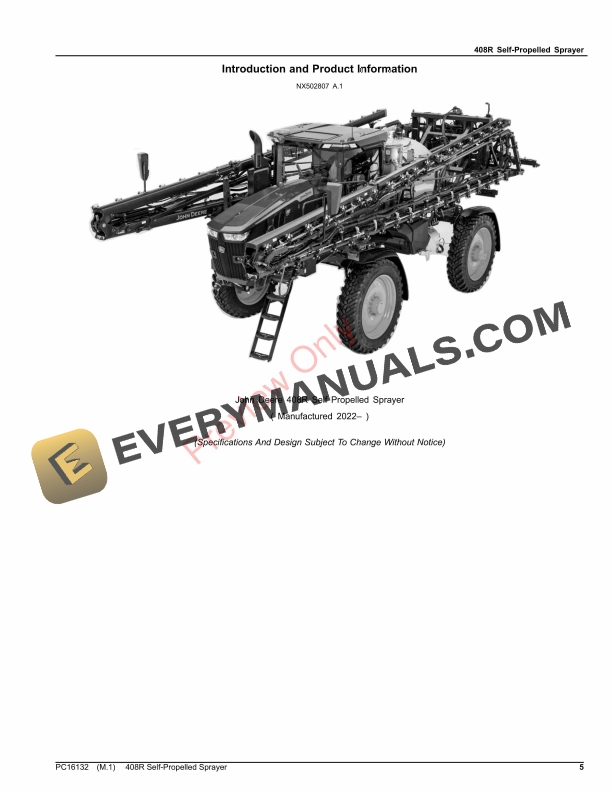 John Deere 408R Self-Propelled Sprayer Parts Catalog PC16132 09NOV23-5