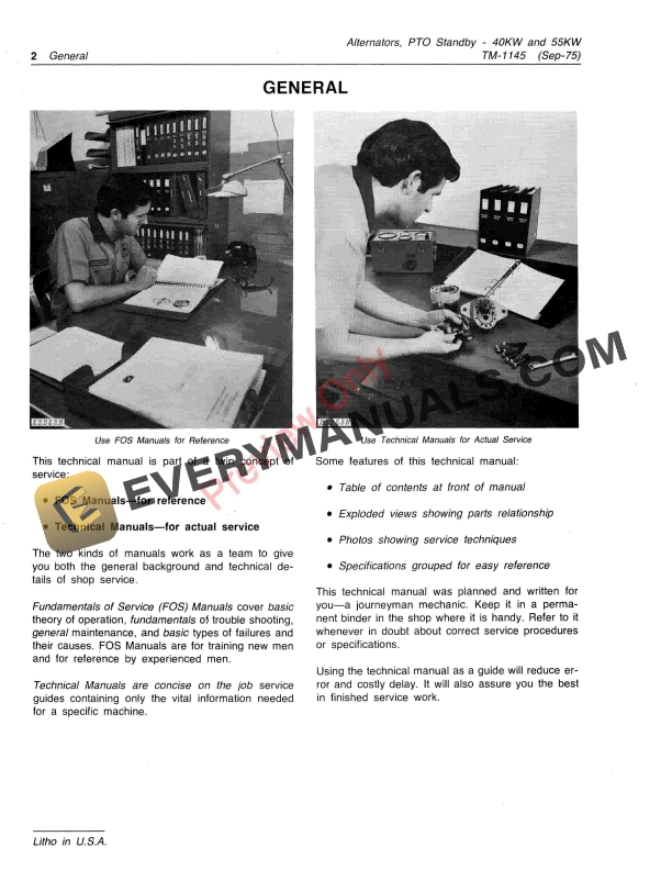 John Deere 40KW and 55KW PTO Standby Alternator Technical Manual TM1145 01SEP75 4