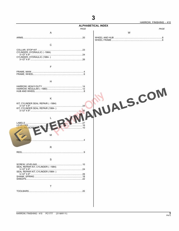 John Deere 410 Finishing Harrow Parts Catalog PC1777 31MAY11-5
