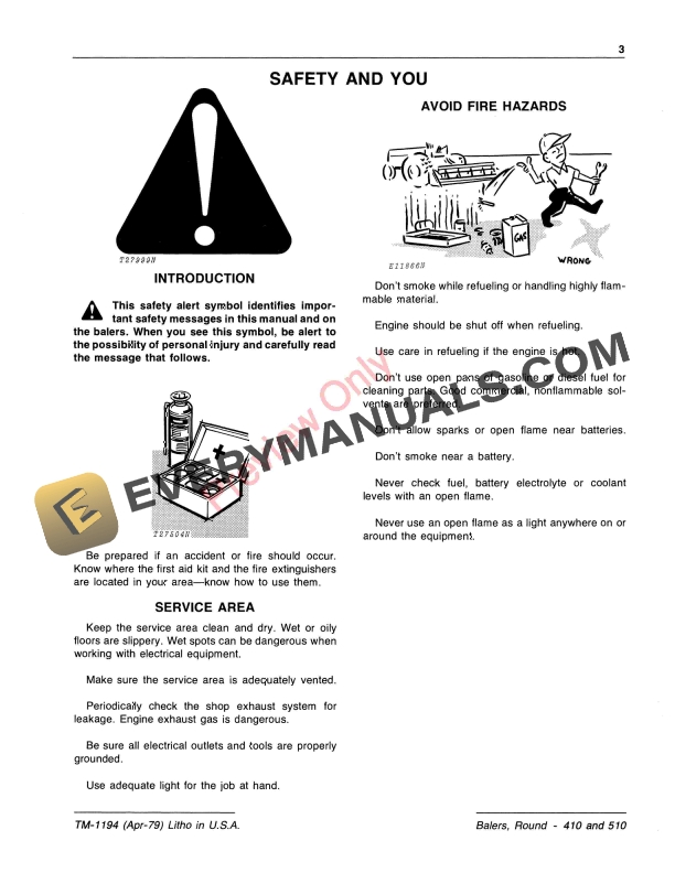 John Deere 410 and 510 Round Balers Technical Manual TM1194 01JUL77 5